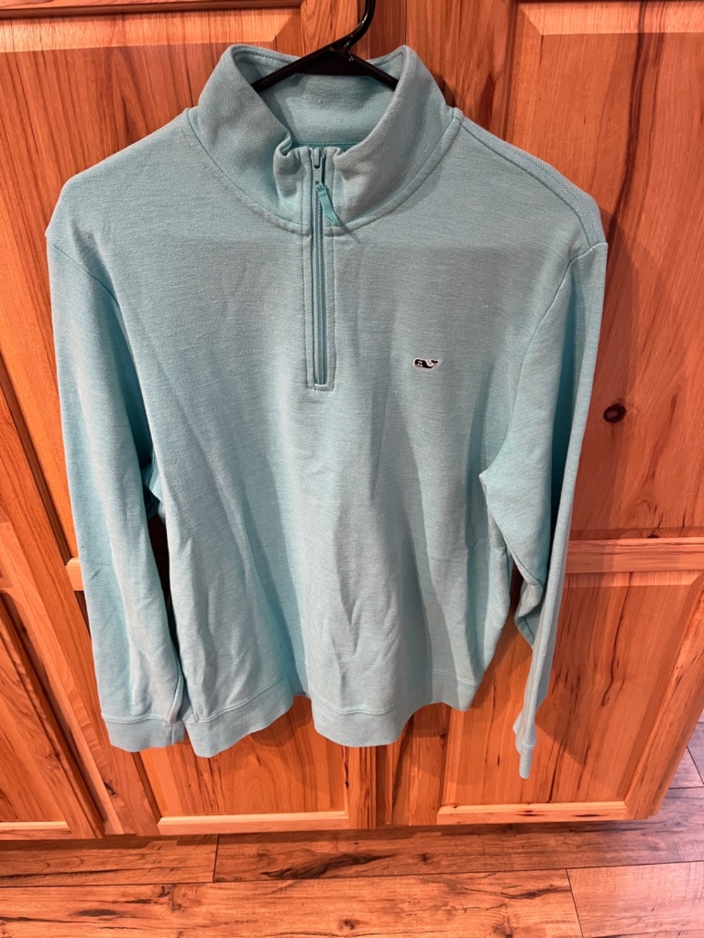 VINEYARD VINES Light Aqua Quarter-Zip Pullover, size L - EUC